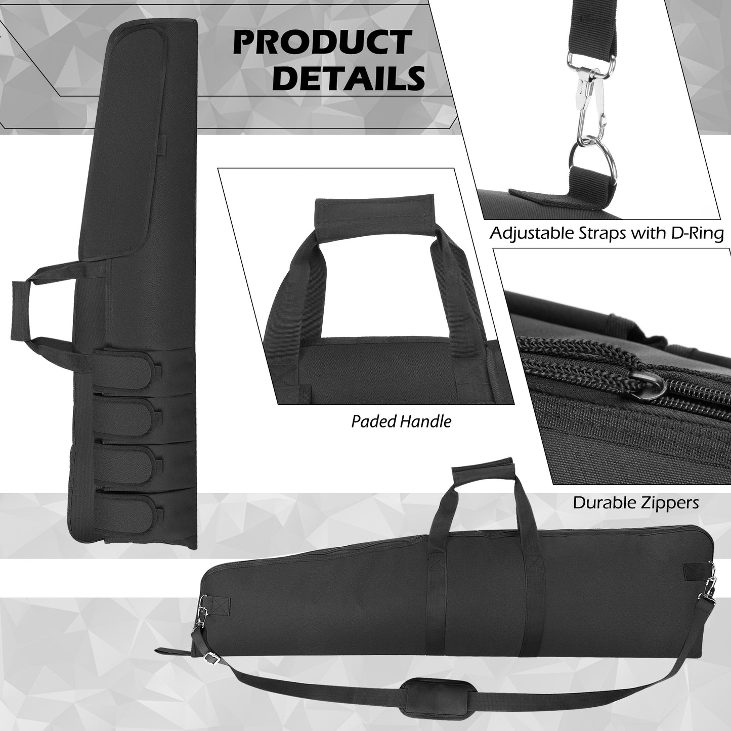 Gun Bag for Rifles, Padded Adjustable Rifle Carrying Case with Extra Pockets and Security Features GBRB003
