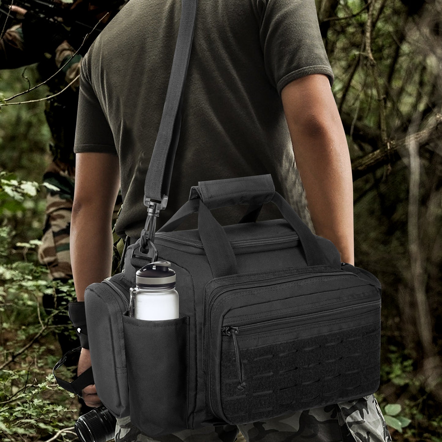 Handgun Bag with Tactical Ammo Compartment, Pistol Bag with Magazine Slots for Outdoor Shooting GBPB002